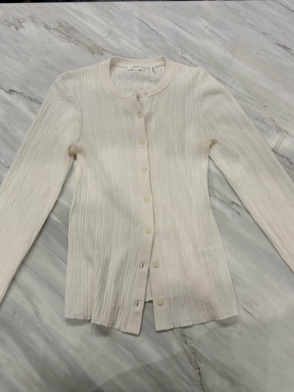 A.L.C. Ivory Cream Ribbed Button-Front Cardigan - Picture 2 of 3